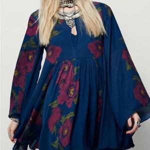 NWT FREE PEOPLE POPPY FIELDS FOREVER BOHO MINI DRESS SIZE XS XSMALL